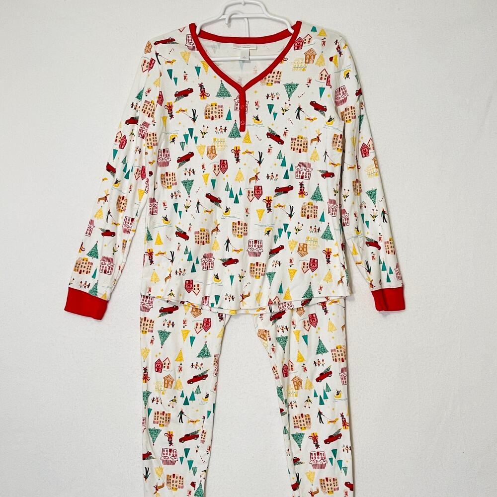 Lauren Conrad 2 Piece Pajama Set Womens Large Christmas Tree Knit Joggers
